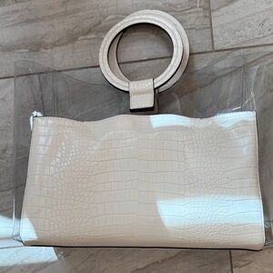 Vince Camuto White Croc-Embossed Transparent Tote